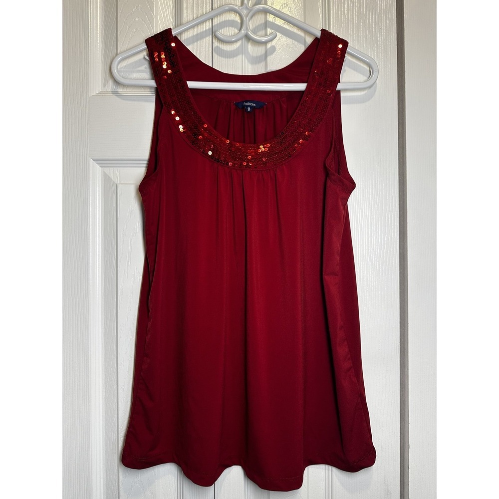 Reitmans Women's Ruby Red Sequin Scoop Neck Tank Top - Medium